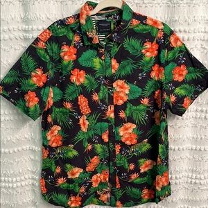 Denim & Flower Black and Orange Floral Men's Shirt